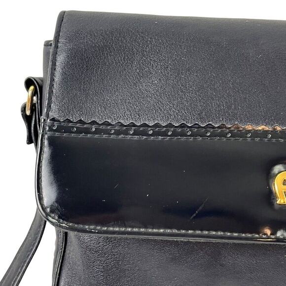 Etienne Aigner Womens Navy Blue Leather Flap Pocket Small Purse Shoulder Bag - Picture 2 of 16